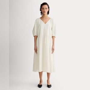 Everlane XXL Bone Linen Oversized Puff-Sleeve Dress